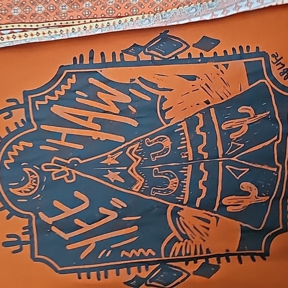 'Yee Haw' orange Western Cowgirl tee, Size XL - Picture 3 of 8